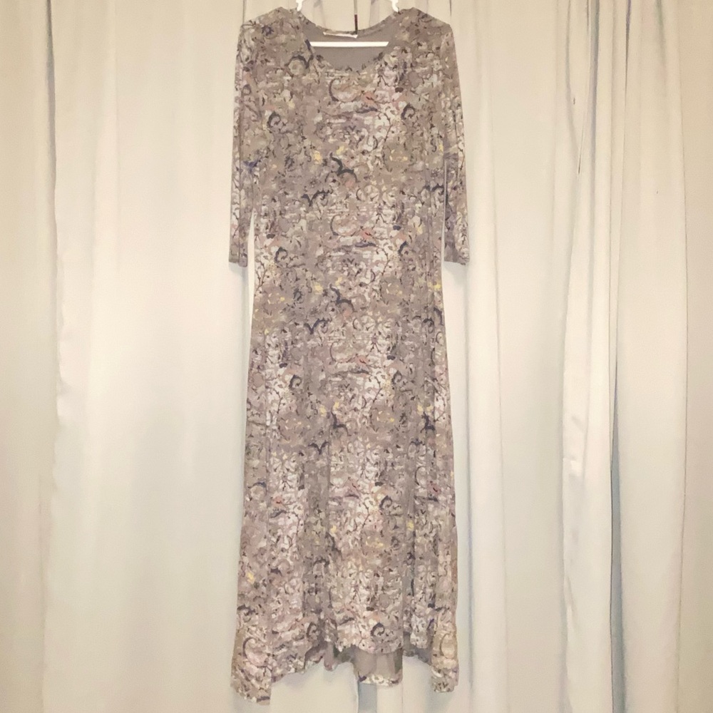 Peruvian Connection Ottoman Tile Cotton/Lycra Beige Dress Size Large